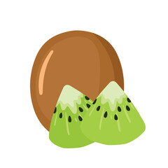 Ripe Kiwi Fruit Slice in Cute Cute Cartoon Icon Vector Illustration for Food Art