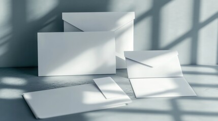 Minimalist Stationery Set Displayed in Soft Light with Elegant Design and Subtle Colors