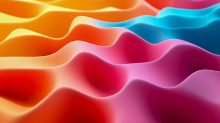 Obraz premium Abstract Colorful Wavy Surface: A 3D Render of Vibrant Hues