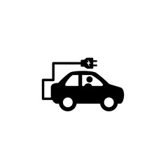 Electric car with plug icon symbol, Green hybrid vehicles charging point logotype, Eco friendly vehicle concept. Vector illustration.