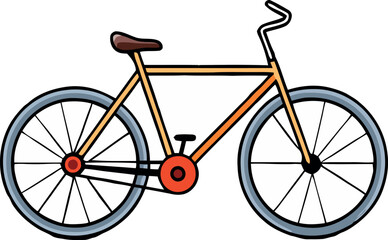 Orange bicycle standing out against white background