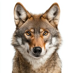 Obraz premium Realistic Portrait of a Wolf with Intense Amber Eyes and Fur Texture