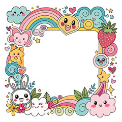 Obraz premium Design, Border, Frame, Card, Photo Frame, Texture, Graffiti Art, Cute Cartoon Pattern, Illustration Background