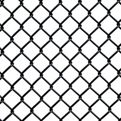 Naklejka premium Black Metal Chain Link Fence Pattern with White Background