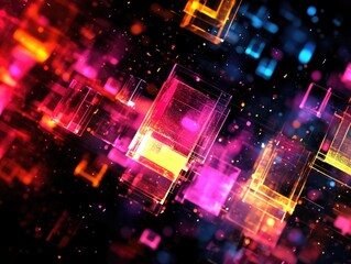 Colorful Squares on Black Background