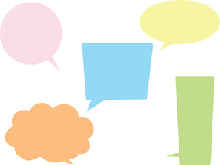 Speech bubble. Colorful. Pink, blue, yellow, green, orange. Vector illustration.