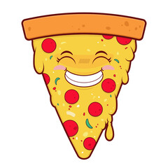 pizza smile face cartoon cute