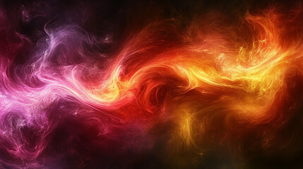 Abstract digital artwork with swirling neon light effects