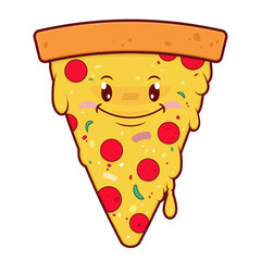 pizza smile face cartoon cute