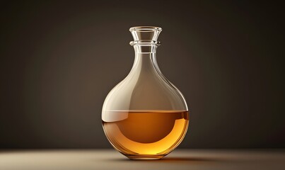 Amber liquid in elegant glass decanter.