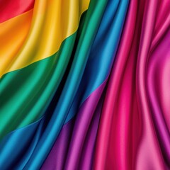 Vibrant Rainbow Flag Fabric Draped with Colorful Waves and Texture
