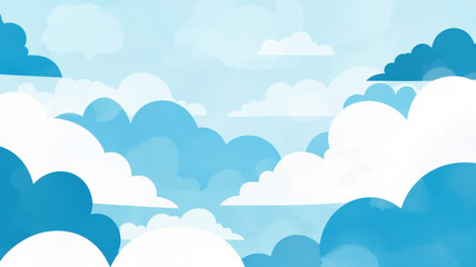 A whimsical cloudscape of soft blues and fluffy whites, evoking a dreamy, uplifting atmosphere perfect for positive and inspirational messaging.

