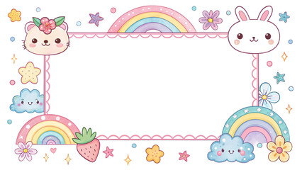 Design, frame, border, cover, watercolor art, cute cartoon pattern, beautiful, illustration background
