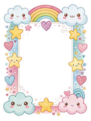 Design, frame, border, cover, watercolor art, cute cartoon pattern, beautiful, illustration background