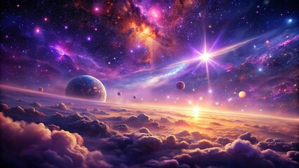 Aerial View of Purple Glittering Landscape: Freehand Digital Art