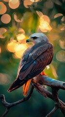 Obraz premium A Majestic and Beautiful Bird Gracefully Perched in a Stunning and Serene Sunset View