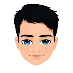 head of young man with blue eyes