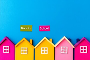 Back to School Colorful Houses - Colorful houses symbolize education, community, growth, learning, and new beginnings. Back to school concept.