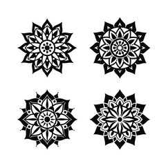 Mandala Silhouette Vector Art, Intricate and Elegant Design Elements.