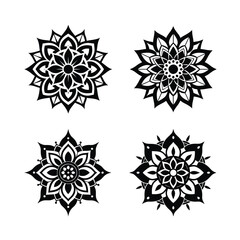 Mandala Silhouette Vector Art, Intricate and Elegant Design Elements.