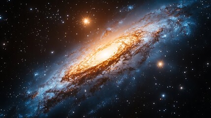 Fototapeta premium Majestic Spiral Galaxy Among Distant Stars And Nebulae