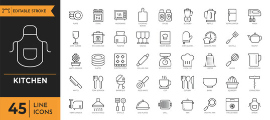 Kitchen icon set. Containing kitchen appliance icon. Vector illustration