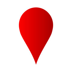 Red location pin icon, widely used in maps, vector art illustration.