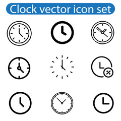 Time and clock icons set vector art illustration stopwatch, timer, , time management concept, fast stopwatch line icon, watch icon, black clock sign collection, speed clock symbol.