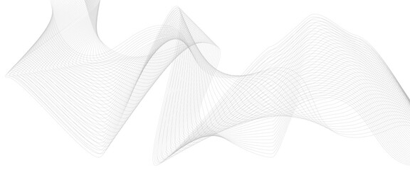 abstract gray wave dynamic curve lines on transparent background with flowing particles. 