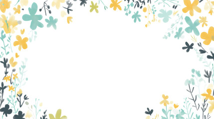 Fototapeta premium Watercolor Floral Frame Creating White Space for Text and Design
