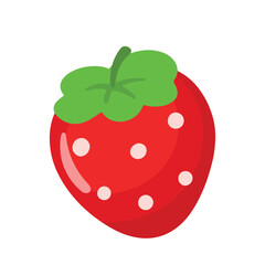 Fresh Strawberry Fruit Icon in Flat Cute Animated Cartoon Vector Illustration