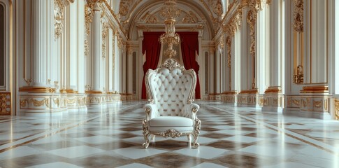 Palace Throne Room Ornate chair in grand hall