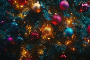 Christmas Tree Ornaments Close Up