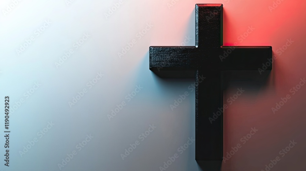 Aufkleber elegant black cross silhouette set against a soft gradient background in minimalist style