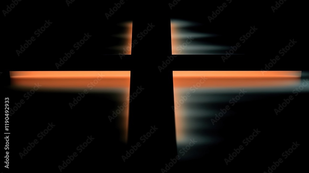 Aufkleber black silhouette of a cross against a soft gradient backdrop showcasing minimalistic elegance