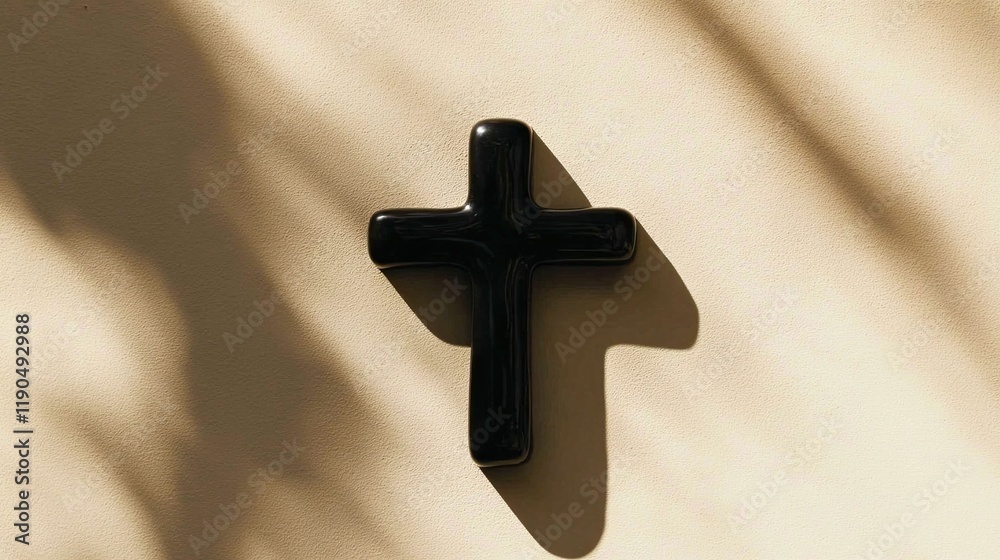 Poster Centered Cross Silhouette Creating a Striking Contrast Against a Soft Gradient Background
