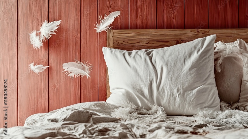 Aufkleber soft textures and gentle feathers create a tranquil atmosphere in a cozy bedroom setting