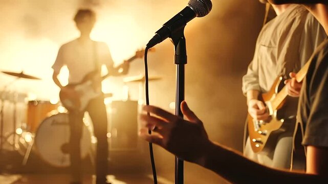 1_Singer with Retro Microphone in Smoky Concert Setting
