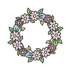 Floral wreath with pastel-colored flowers