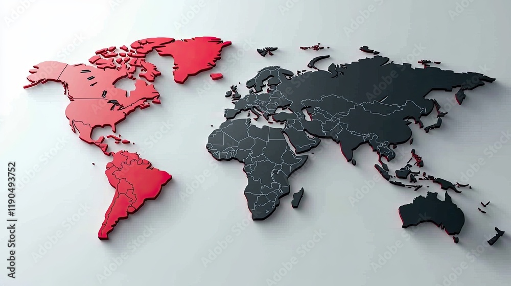 Poster Elegant Monochrome World Map Design Highlighting Geography With Minimalist Features