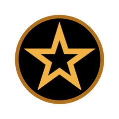 Fototapeta premium Star icon with black and gold circular frame
