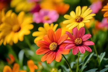 Obraz premium Vibrant Colorful Flowers Close Up