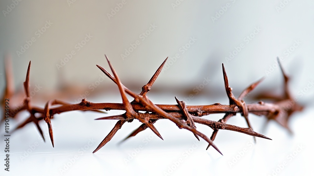 Poster Crown of Thorns Intricate Textures and Sharp Edges on a White Background