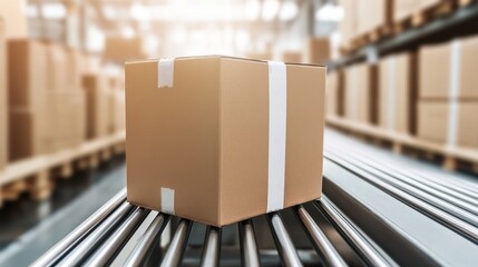 Automated conveyor belts moving finished products to the packaging area in a modern factory