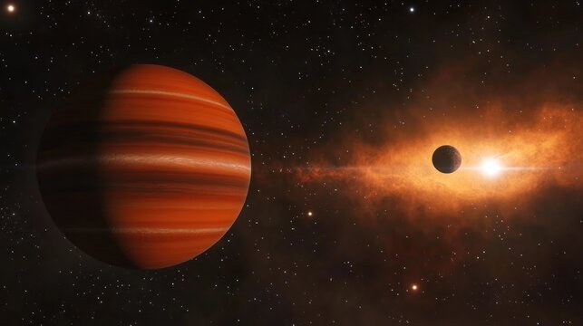 Gas giant exoplanet orbiting a binary star system. - Powered by Adobe