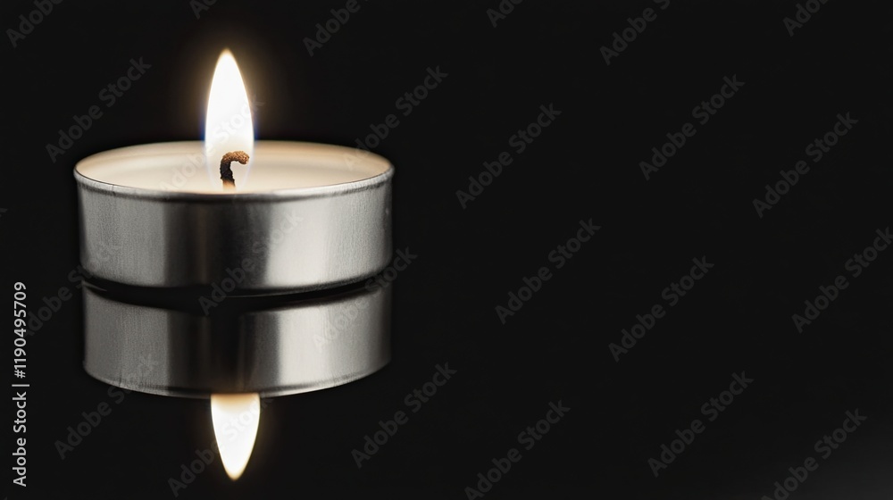 Poster soft glow of a candle flame casting tranquil reflections on a dark surface