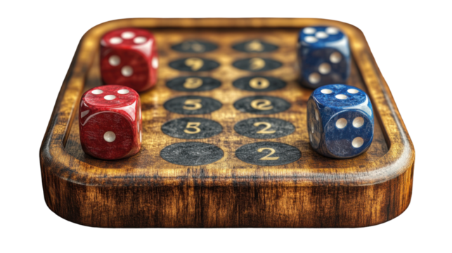 wooden dice on a white background 