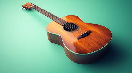 Obraz premium Guitar on light green background.