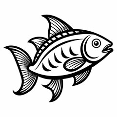 Ornate Black and White Fish Silhouette Design