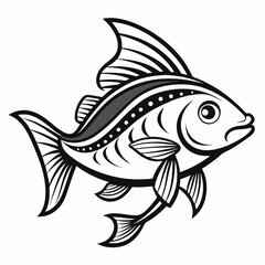 Ornate Black and White Fish Silhouette Design